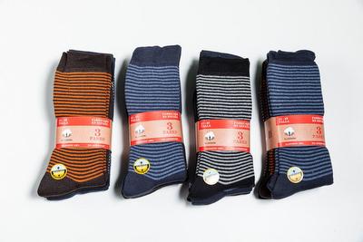 2TR005. CALCETÍN VESTIR GRUESO SURTIDO RAYAS (lote de 12 pares)