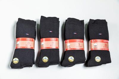2TR006. CALCETÍN VESTIR GRUESO NEGRO BANDERA (lote de 12 pares)