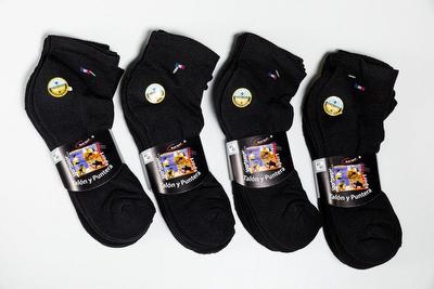 TOBILLERO CON RIZO BANDERA NEGRO (lote de 12 pares)